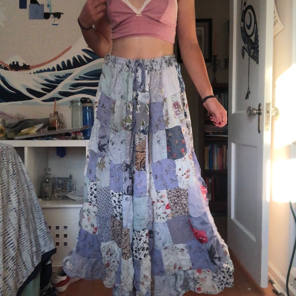 Blue patchwork skirt